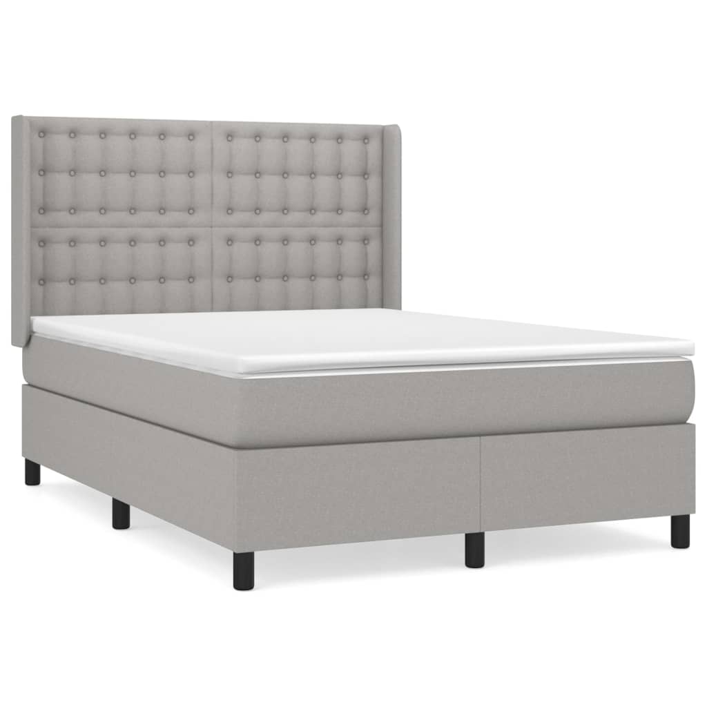 Krevet box spring s madracem svjetlosivi 140x200 cm od tkanine