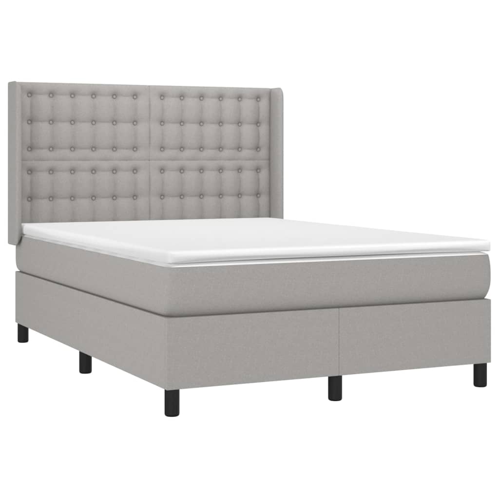 Krevet box spring s madracem svjetlosivi 140x200 cm od tkanine