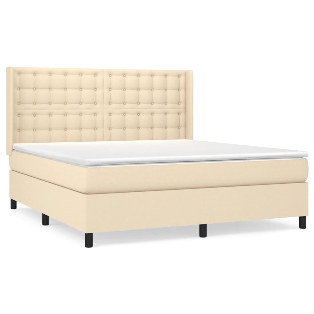 Krevet s oprugama i madracem krem 160x200 cm od tkanine