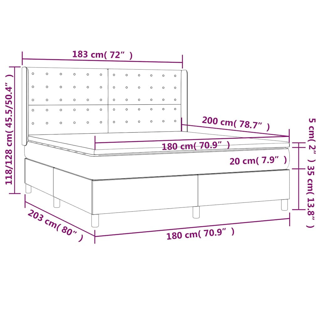 Krevet s oprugama i madracem plavi 180x200 cm od tkanine