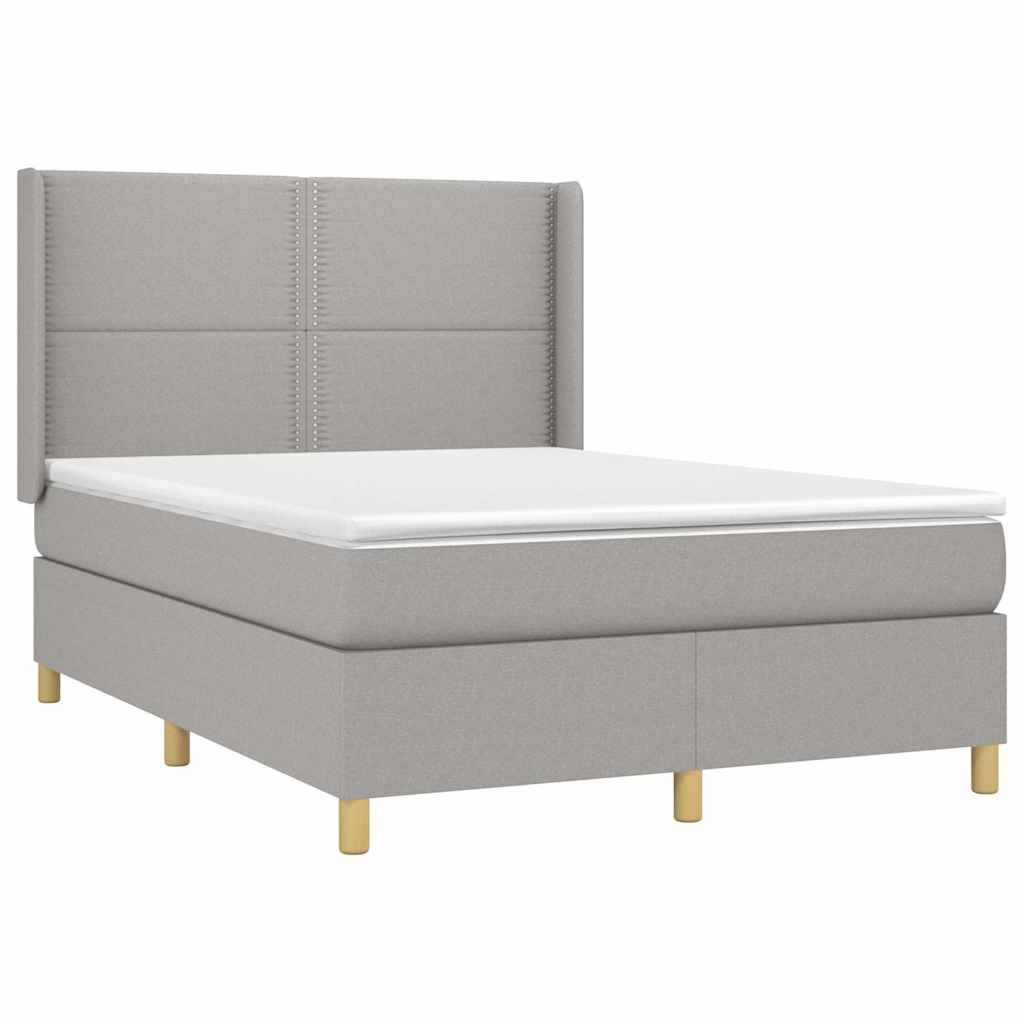 Krevet box spring s madracem svjetlosivi 140x200 cm od tkanine