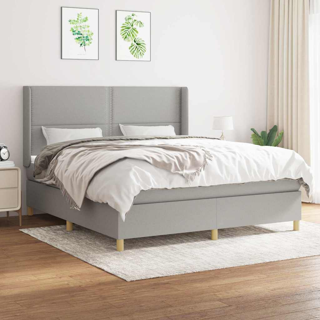 Krevet s oprugama i madracem svjetlosivi 180x200 cm od tkanine