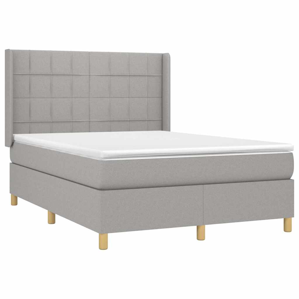Krevet box spring s madracem svjetlosivi 140x200 cm od tkanine