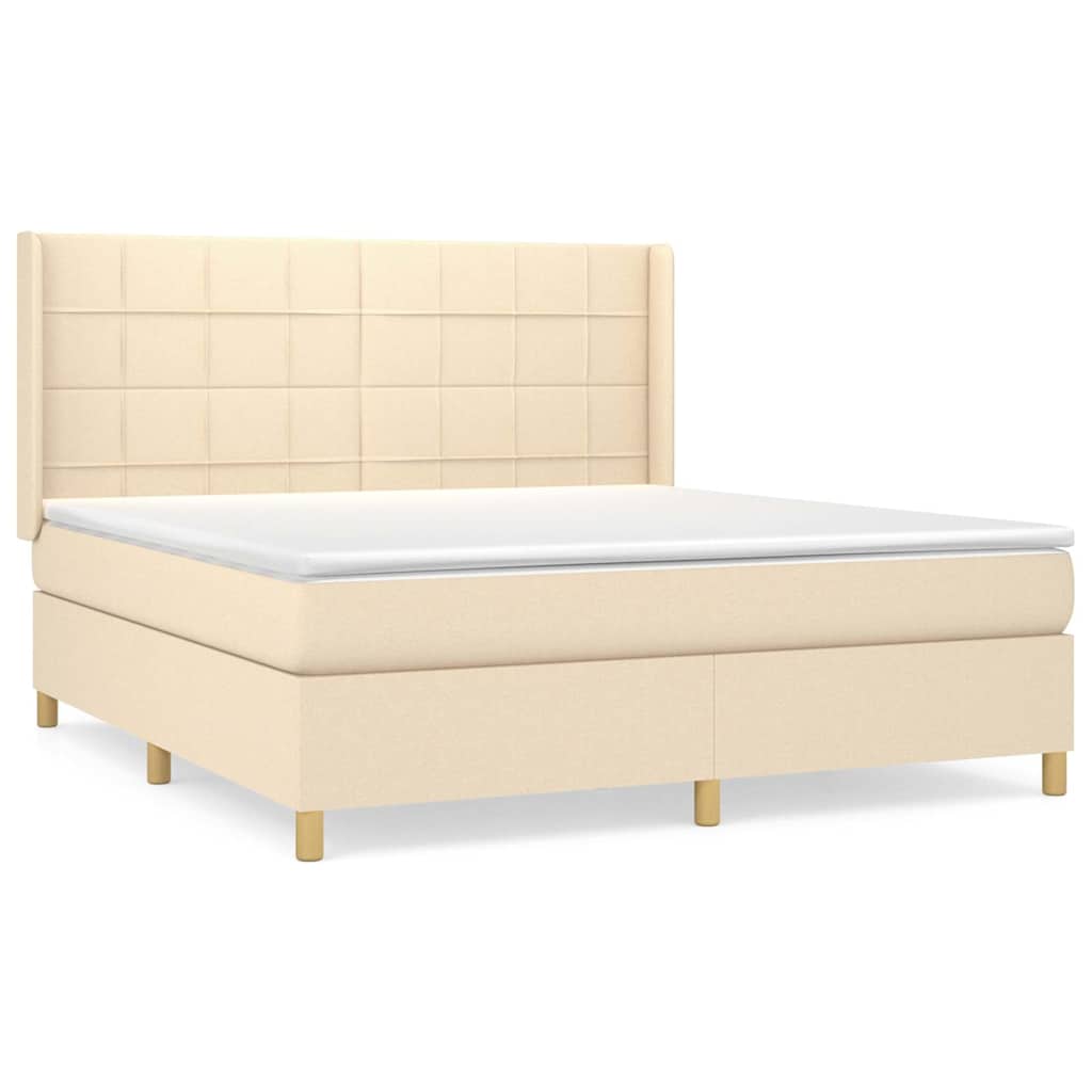 Krevet s oprugama i madracem krem 180x200 cm od tkanine