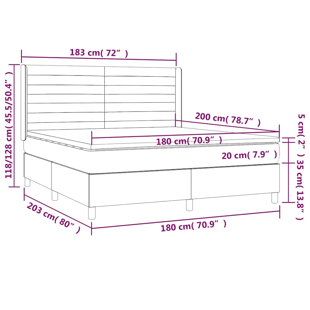 Krevet s oprugama i madracem crni 180x200 cm od tkanine