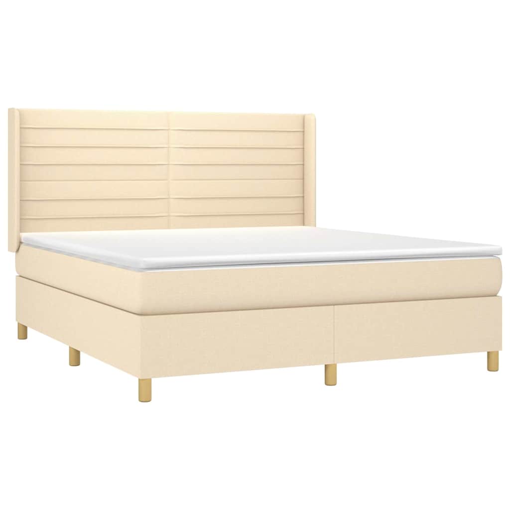 Krevet s oprugama i madracem krem 180x200 cm od tkanine