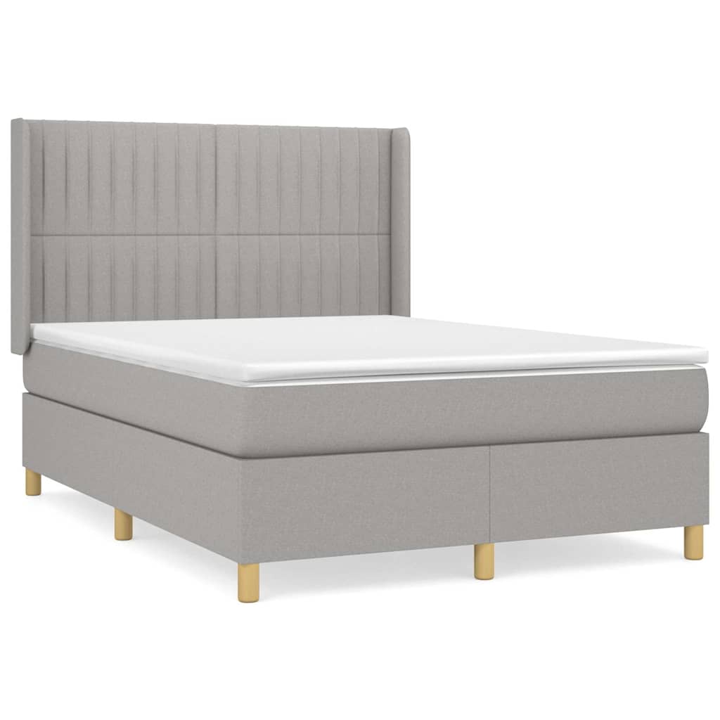 Krevet box spring s madracem svjetlosivi 140x200 cm od tkanine