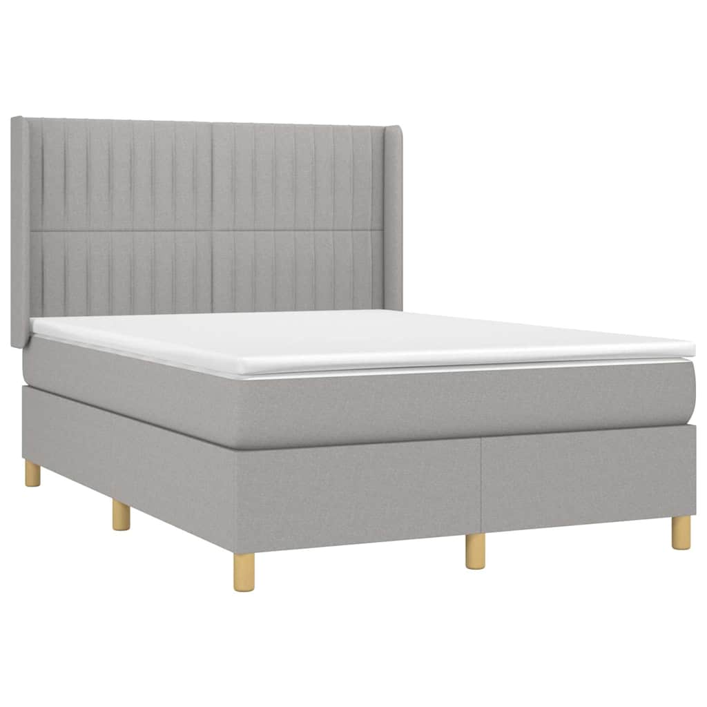 Krevet box spring s madracem svjetlosivi 140x200 cm od tkanine