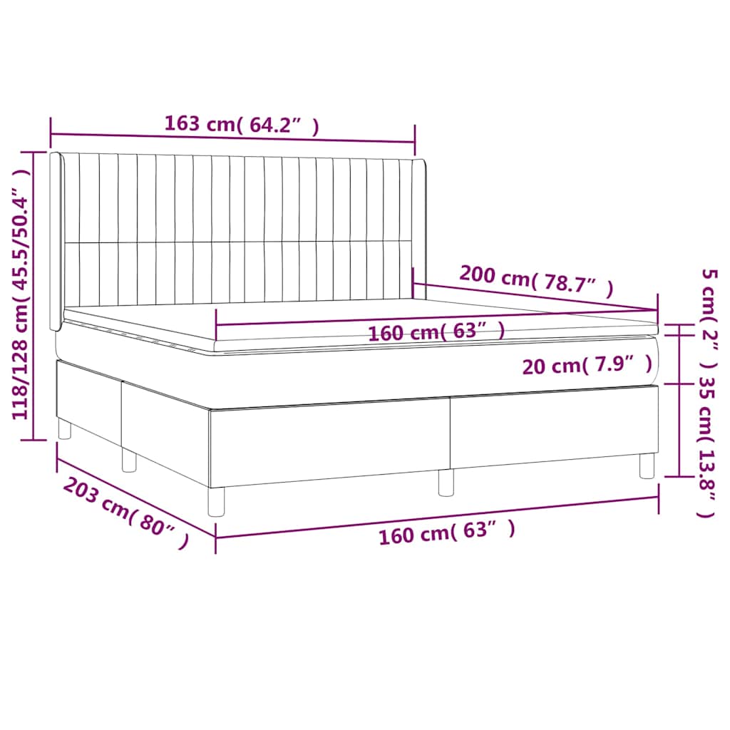 Krevet box spring s madracem svjetlosiva 160x200 cm tkanina