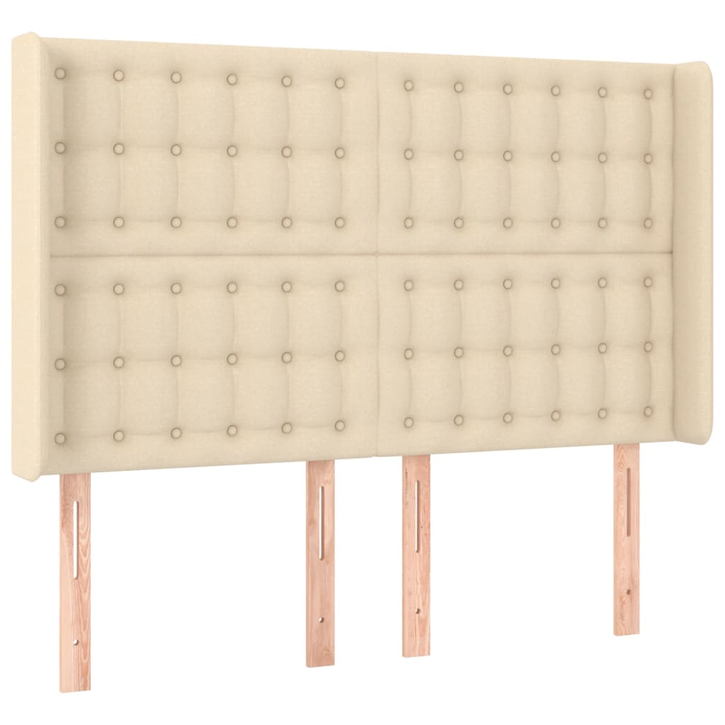Krevet s oprugama i madracem krem 140 x 190 cm od tkanine