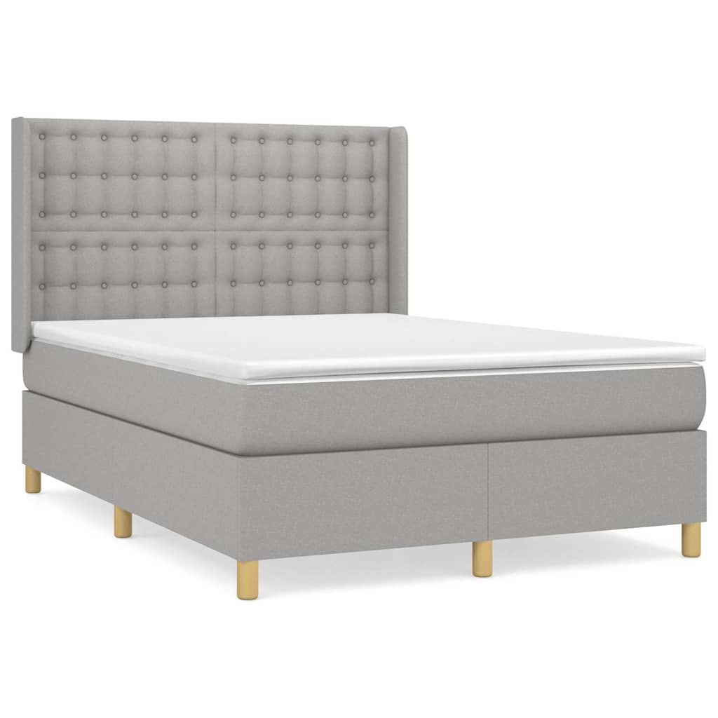 Krevet box spring s madracem svjetlosivi 140x200 cm od tkanine