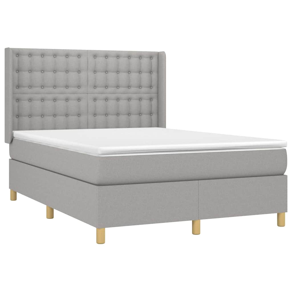 Krevet box spring s madracem svjetlosivi 140x200 cm od tkanine