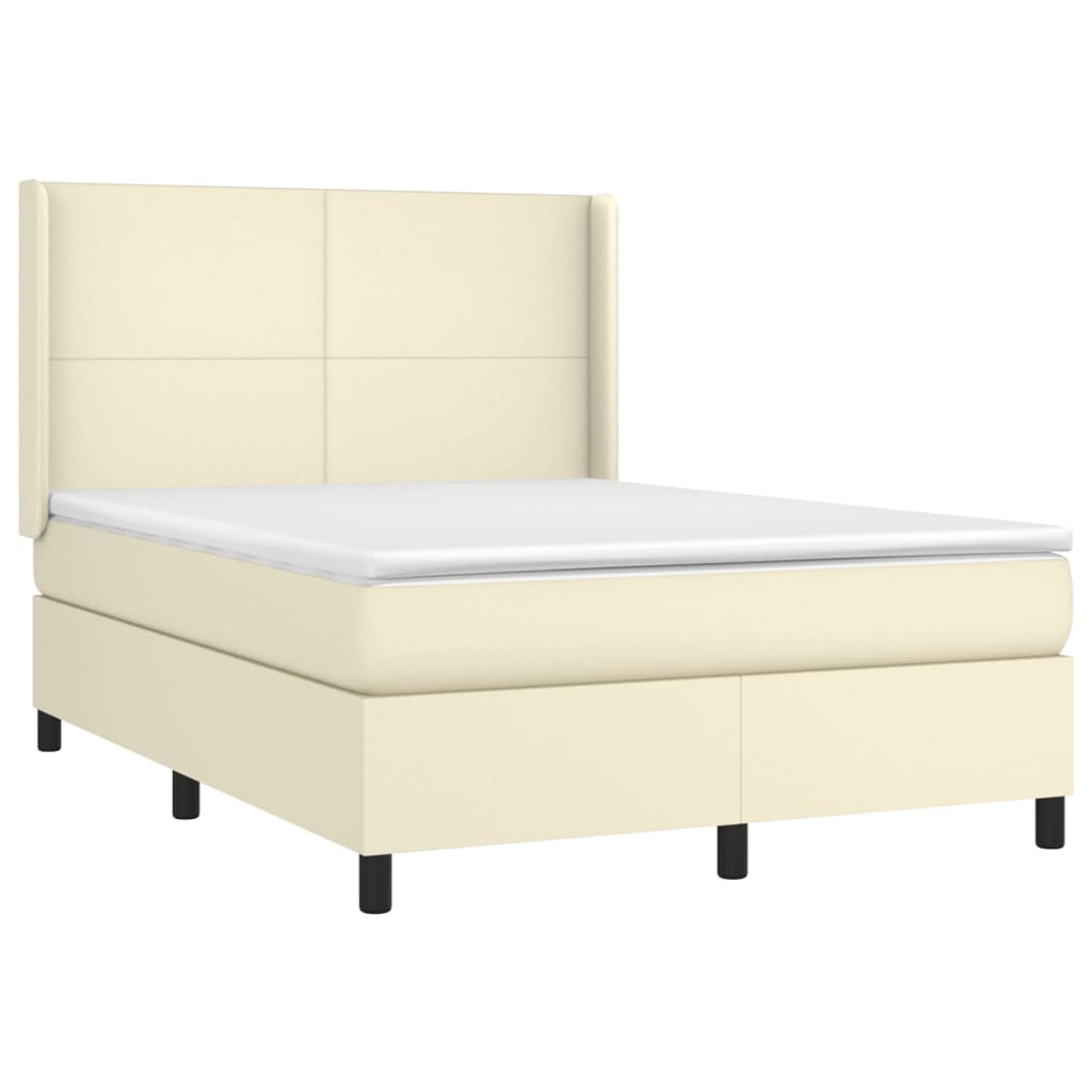 Krevet s oprugama i madracem krem 140 x 190 cm od umjetne kože