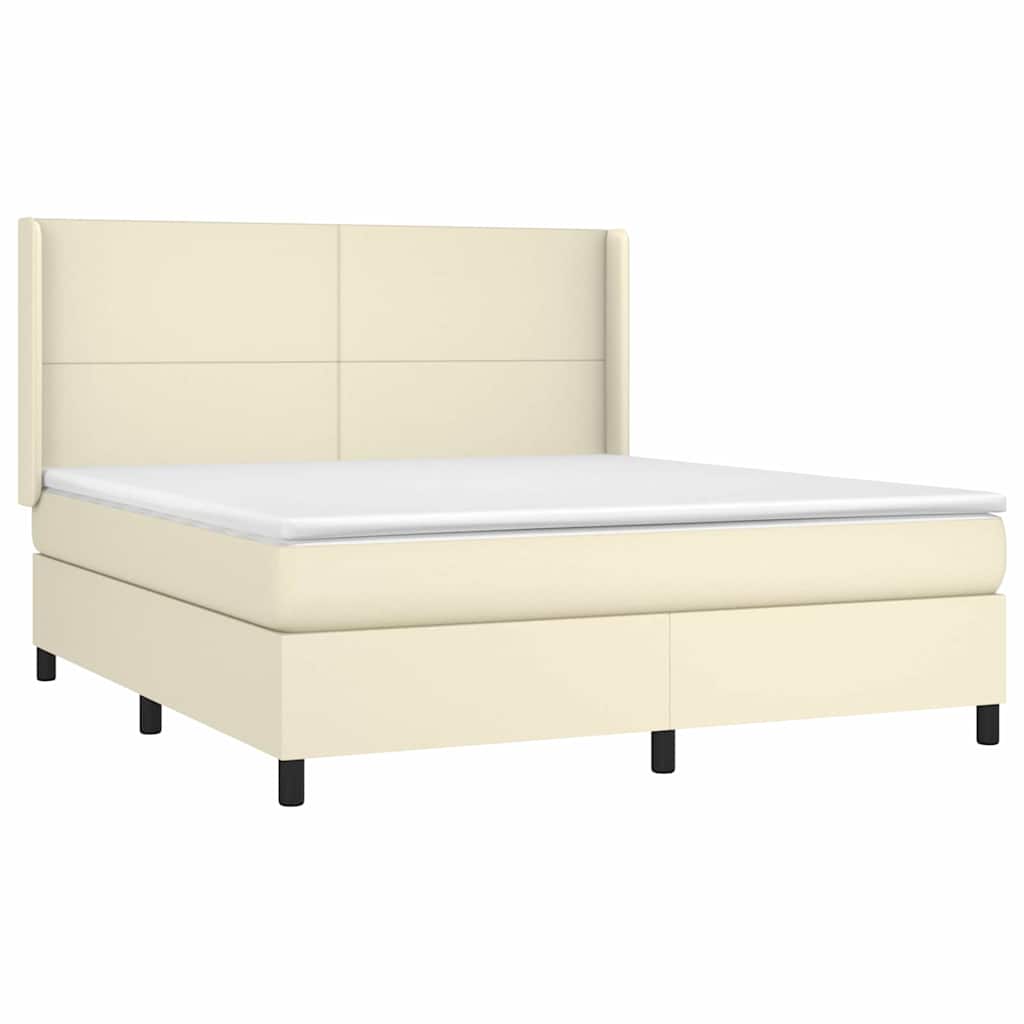 Krevet s oprugama i madracem krem 180x200 cm od umjetne kože