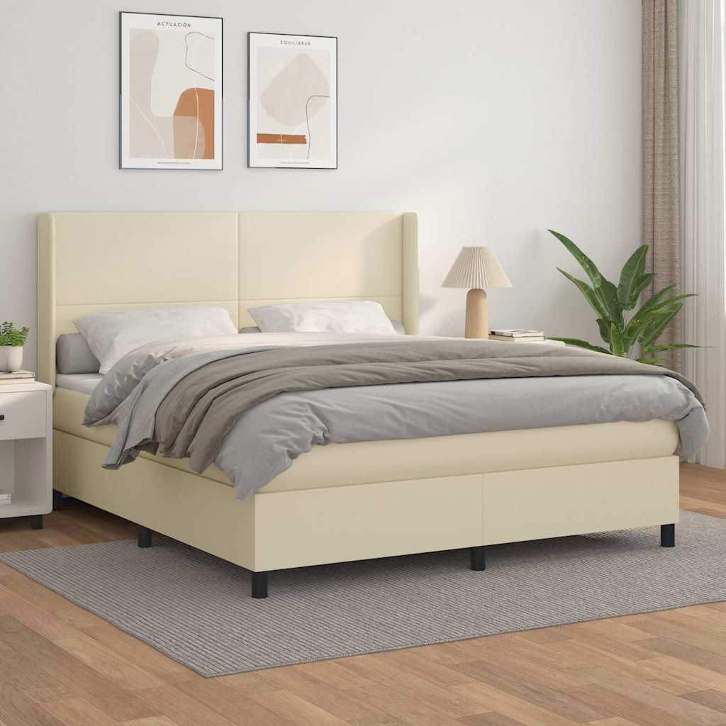 Krevet s oprugama i madracem krem 180x200 cm od umjetne kože