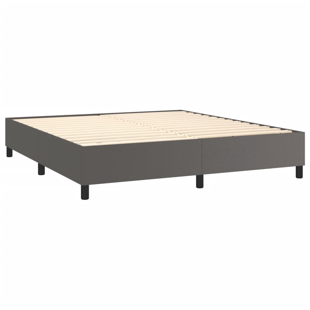 Krevet s oprugama i madracem sivi 180 x 200 cm od umjetne kože