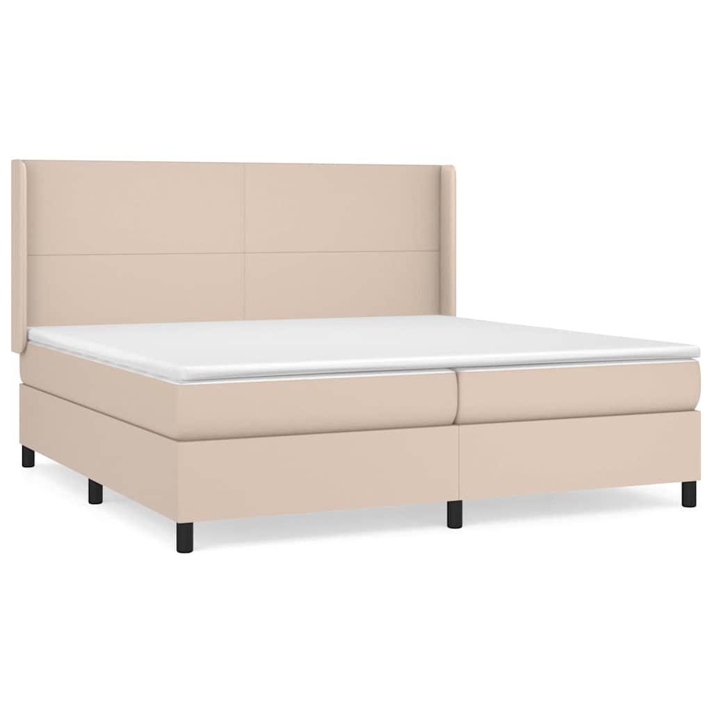 Krevet box spring s madracem cappuccino 200x200cm umjetna koža