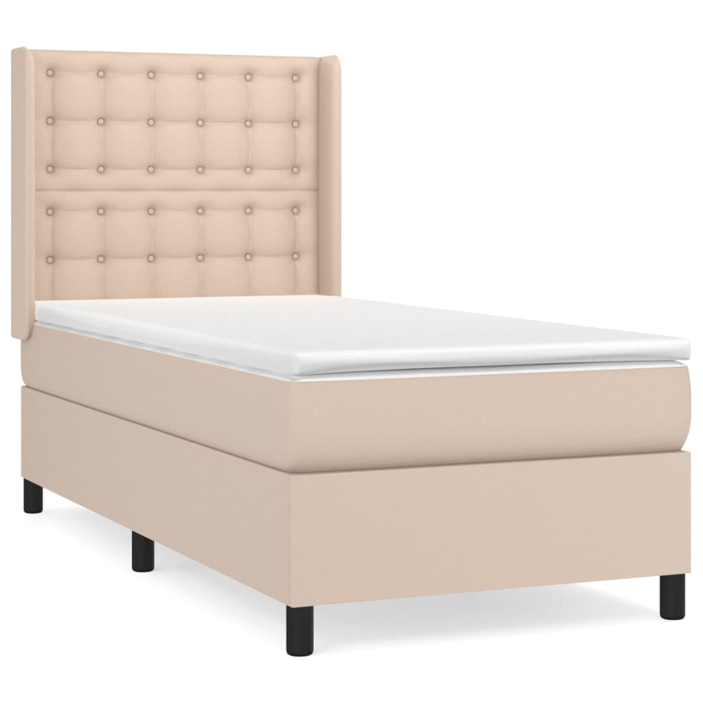 Krevet s oprugama i madrac cappuccino 90x200 cm od umjetne kože