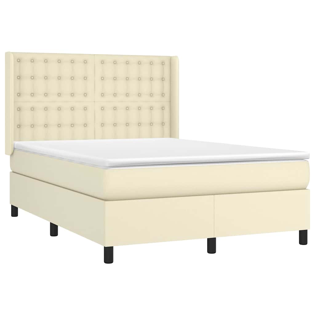 Krevet s oprugama i madracem krem 140x200 cm od umjetne kože