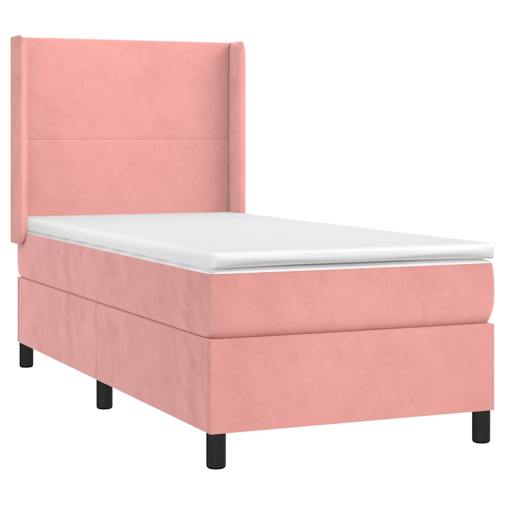 Box spring krevet s madracem ružičasti 90x190 cm baršunasti