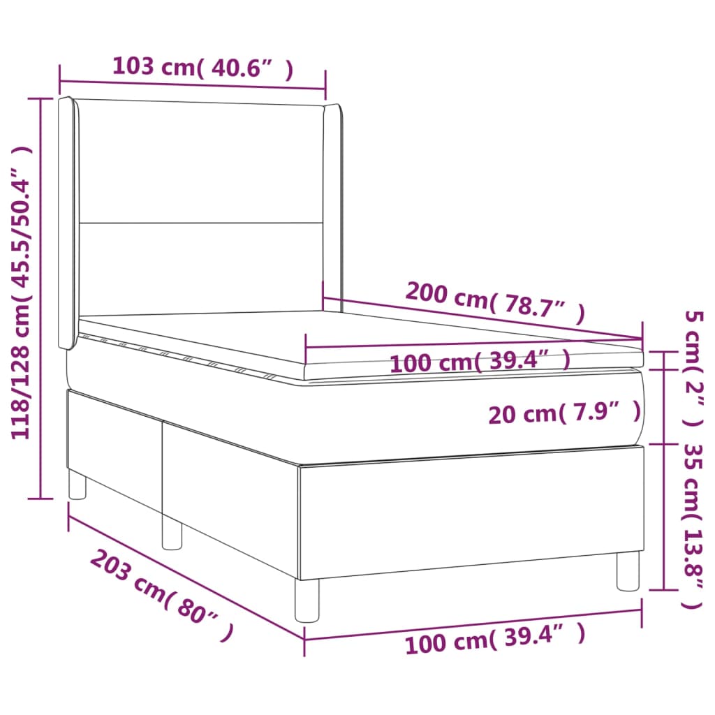 Box spring krevet s madracem crni 100x200 cm baršunasti