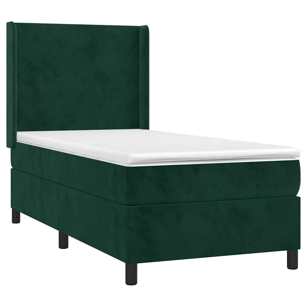 Box spring krevet s madracem tamnozeleni 100x200 cm baršunasti