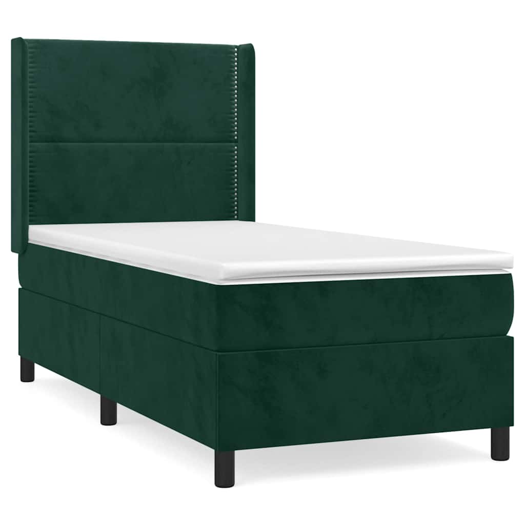 Box spring krevet s madracem tamnozeleni 100x200 cm baršunasti