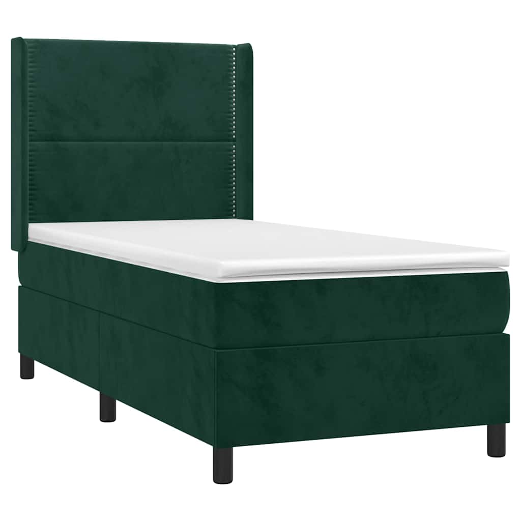 Box spring krevet s madracem tamnozeleni 100x200 cm baršunasti