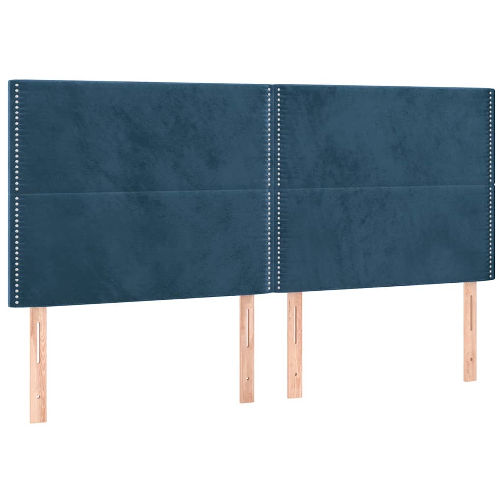 Krevet s oprugama i madracem tamnoplavi 200x200 cm baršunasti