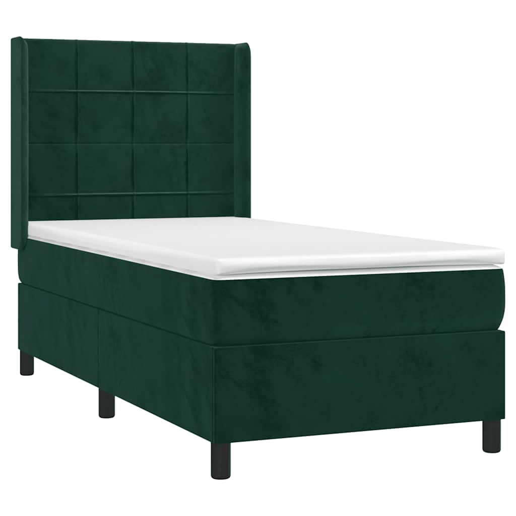 Box spring krevet s madracem tamnozeleni 80 x 200 cm baršunasti