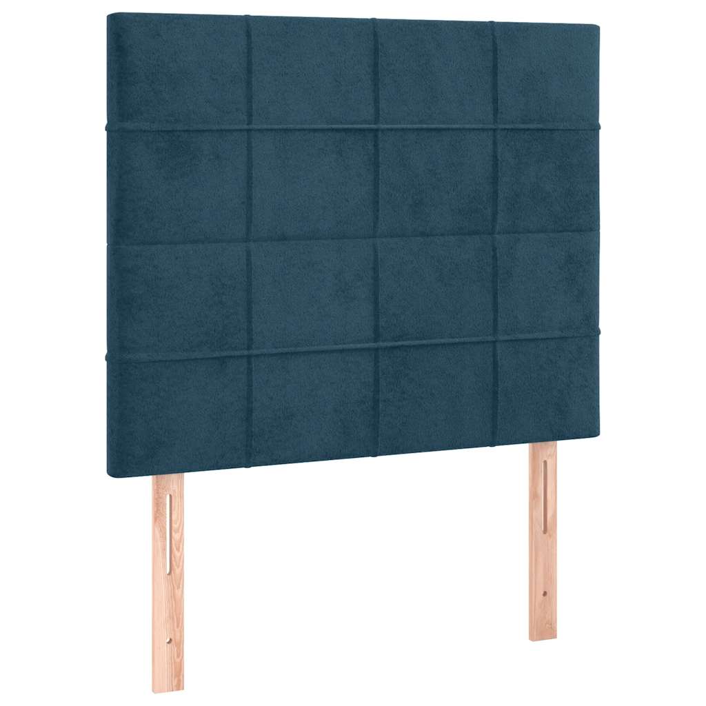 Box spring krevet s madracem tamnoplavi 90x190 cm baršunasti