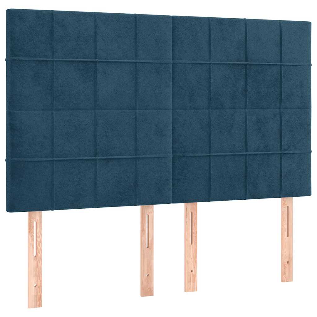 Krevet s oprugama i madracem tamnoplavi 140x190 cm baršunasti