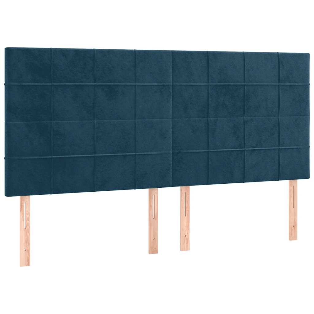 Krevet s oprugama i madracem tamnoplavi 200x200 cm baršunasti