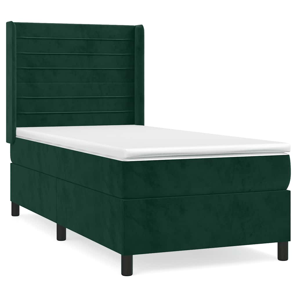 Box spring krevet s madracem tamnozeleni 90x190 cm baršunasti