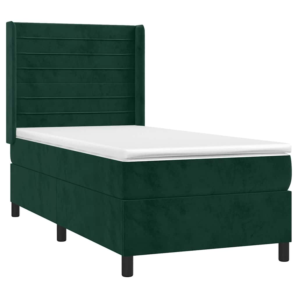 Box spring krevet s madracem tamnozeleni 100x200 cm baršunasti