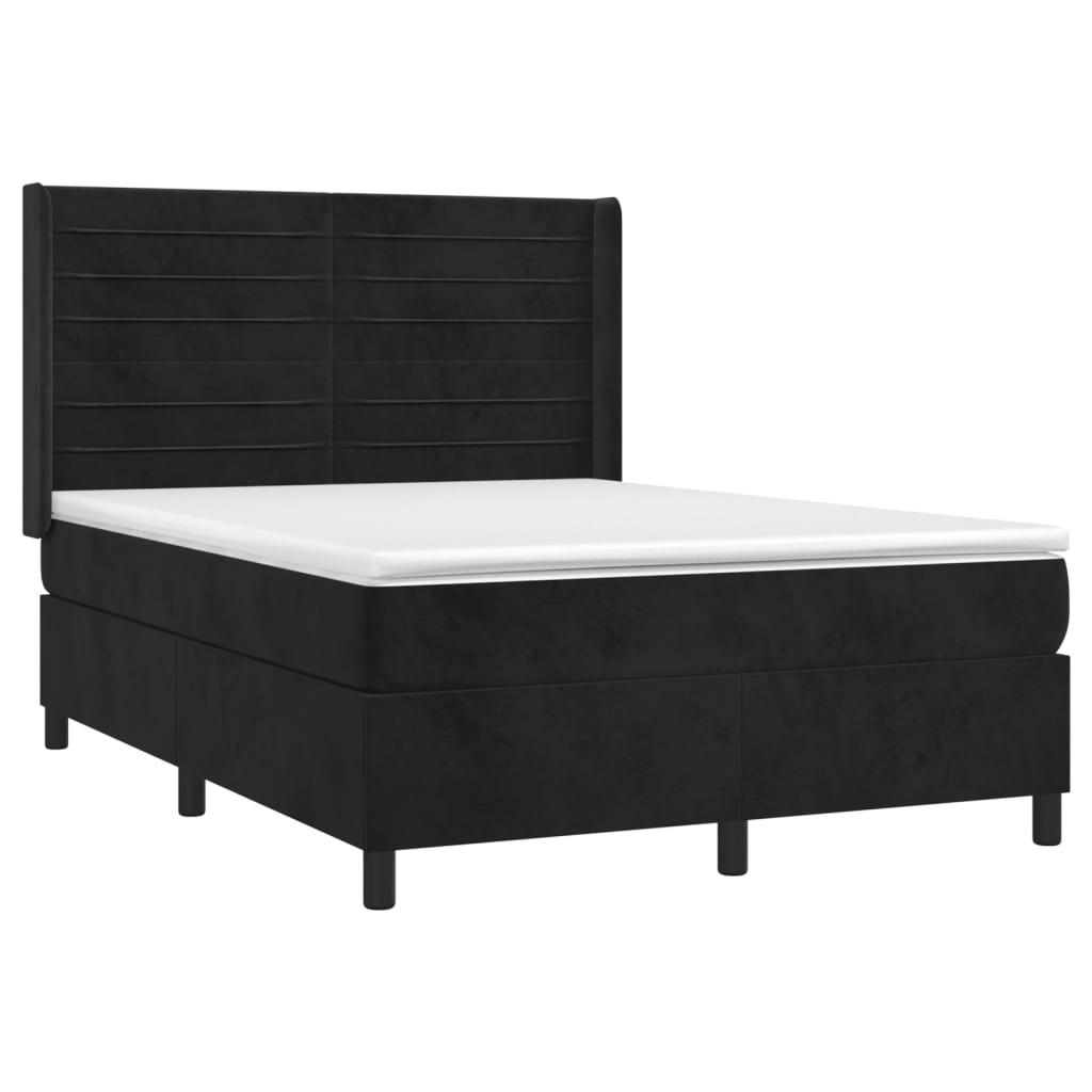 Krevet s oprugama i madracem crni 140 x 190 cm baršunasti