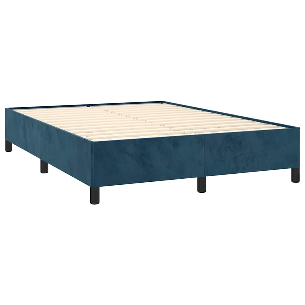 Krevet s oprugama i madracem tamnoplavi 140x190 cm baršunasti