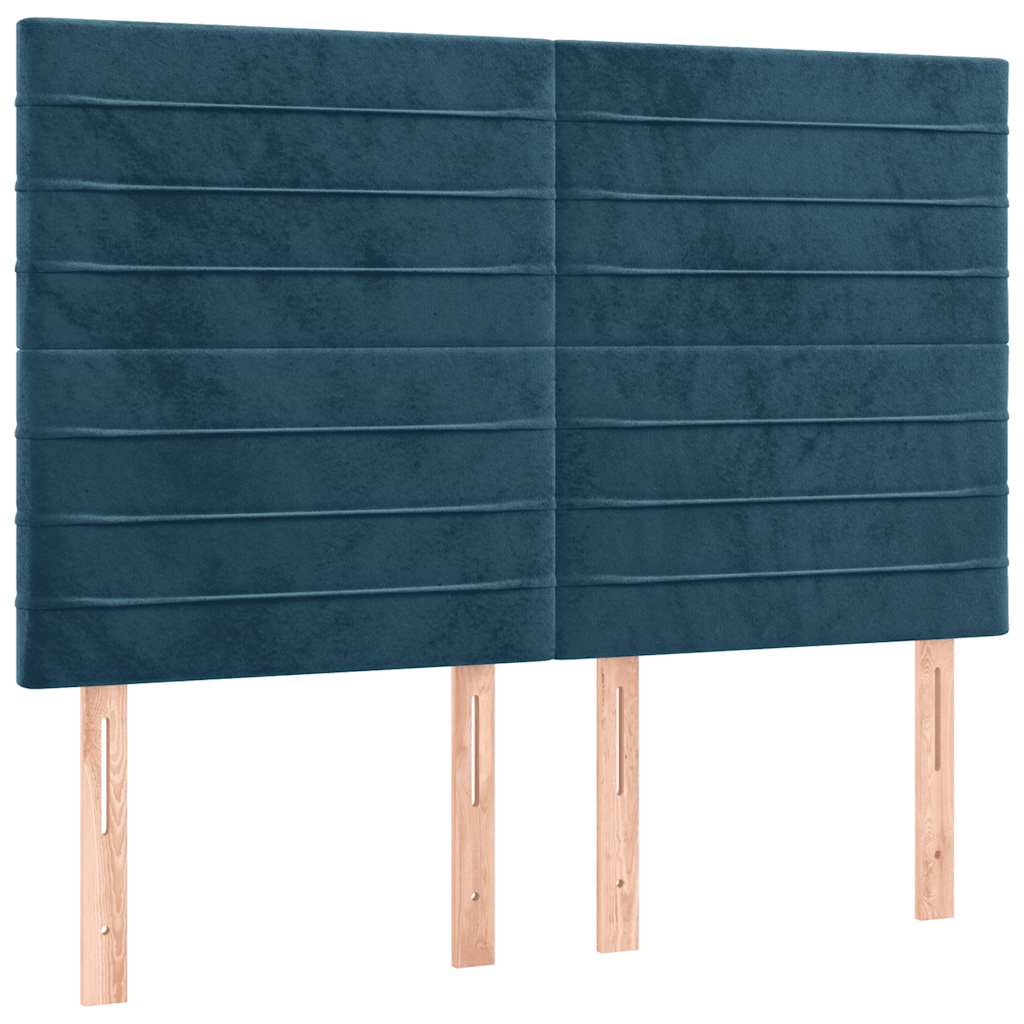 Krevet s oprugama i madracem tamnoplavi 140x190 cm baršunasti
