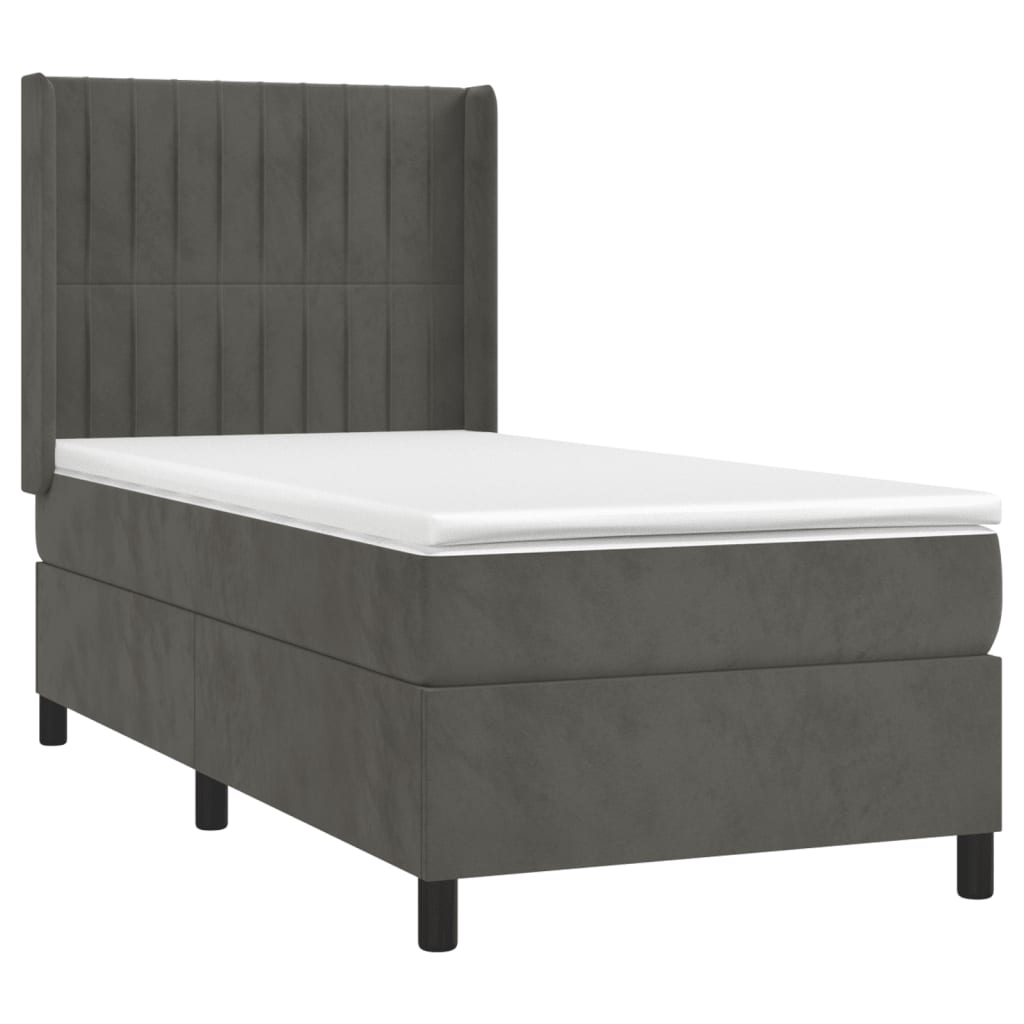 Box spring krevet s madracem tamnosivi 100x200 cm baršunasti