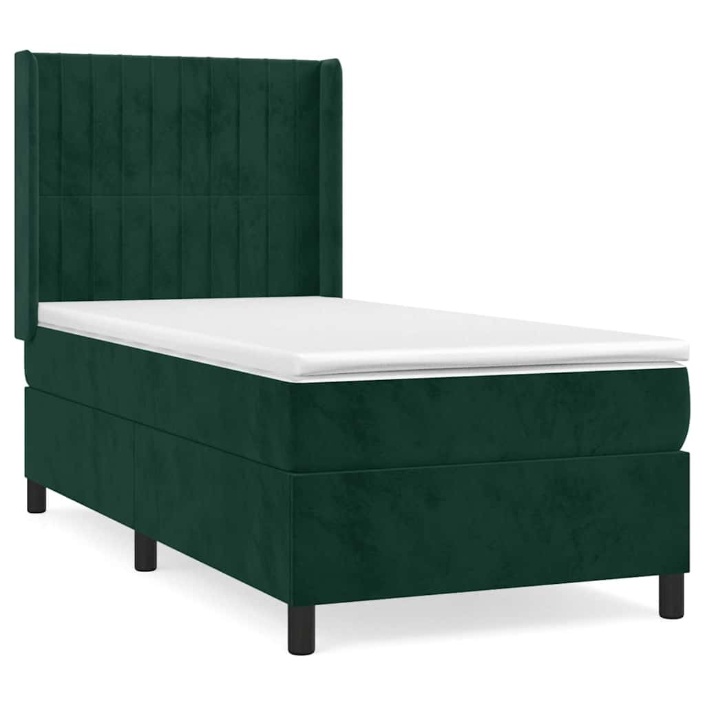 Box spring krevet s madracem tamnozeleni 100x200 cm baršunasti