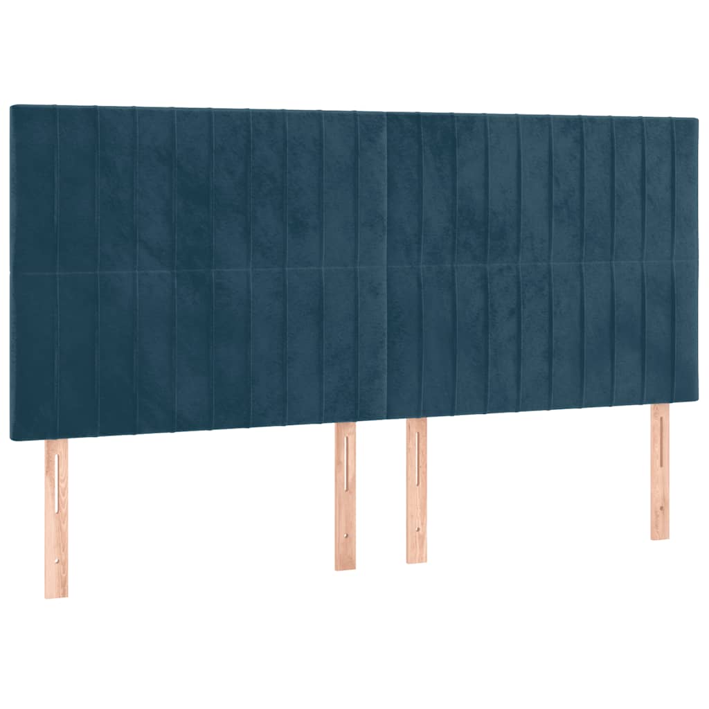 Krevet s oprugama i madracem tamnoplavi 160x200 cm baršunasti