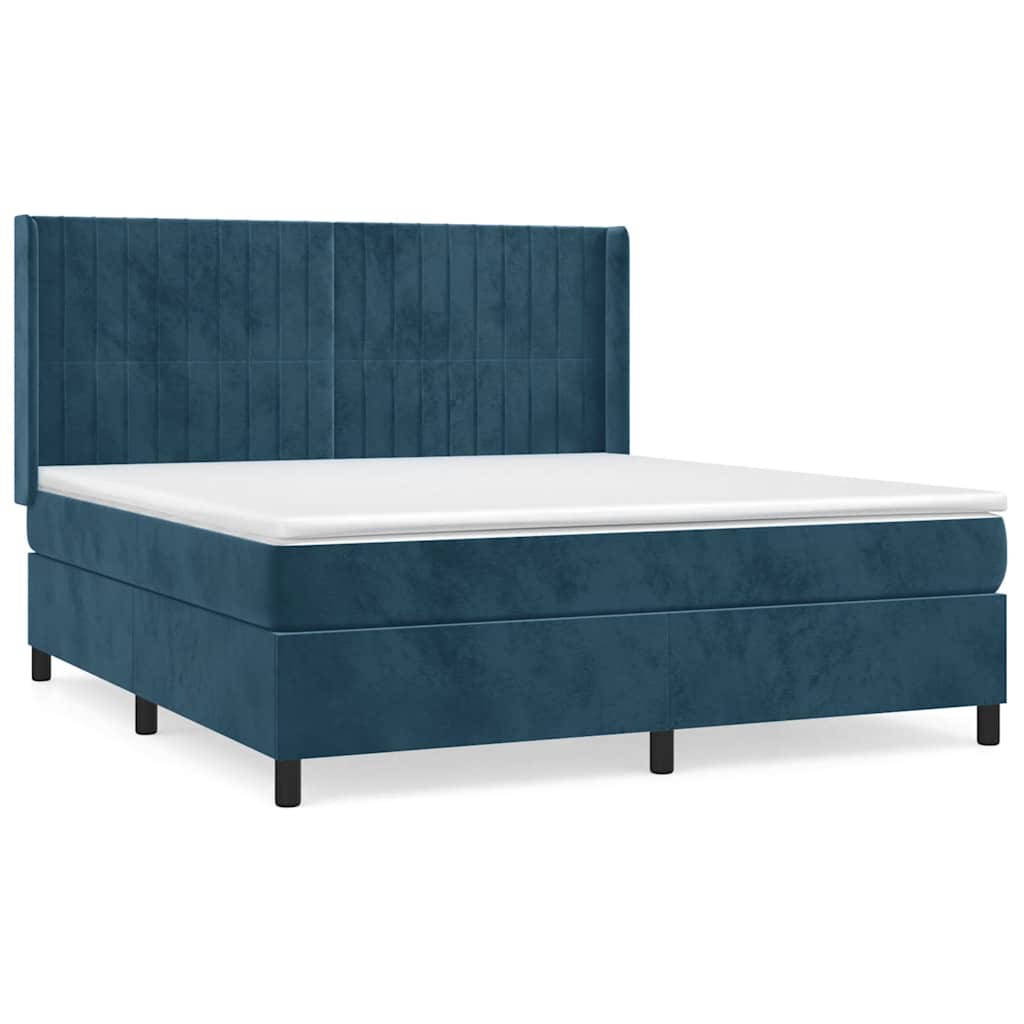 Krevet s oprugama i madracem tamnoplavi 180x200 cm baršunasti