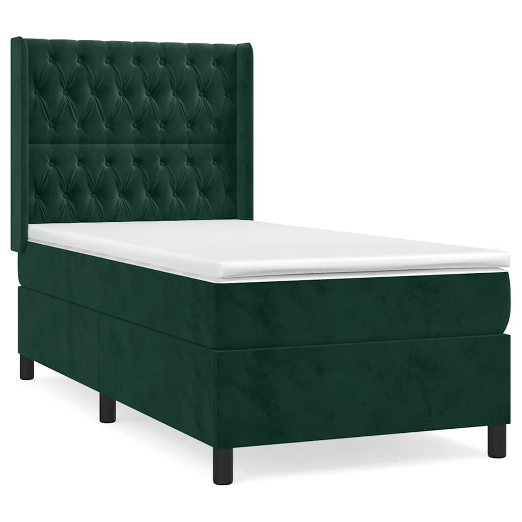 Box spring krevet s madracem tamnozeleni 80 x 200 cm baršunasti