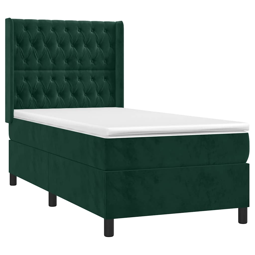 Box spring krevet s madracem tamnozeleni 80 x 200 cm baršunasti