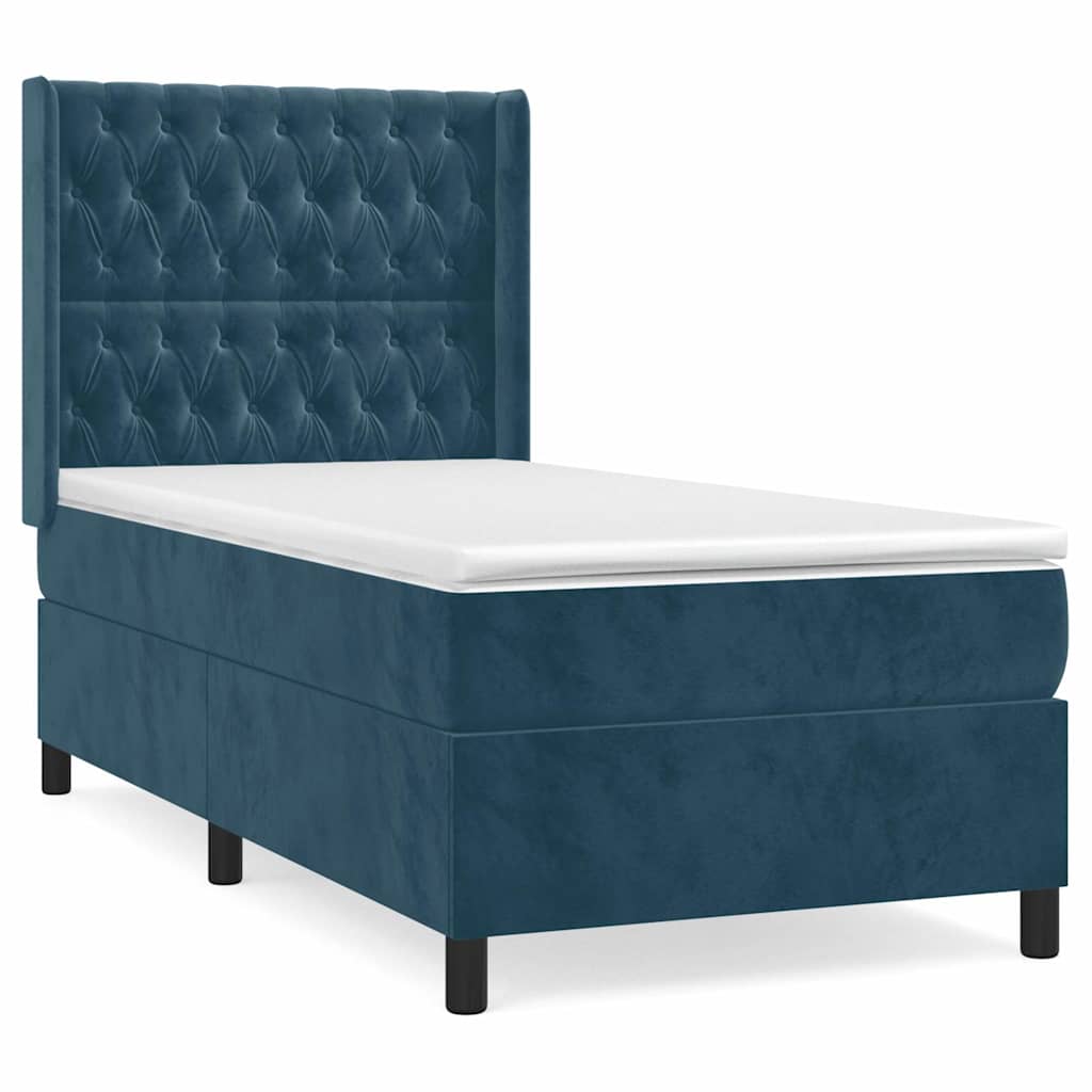 Box spring krevet s madracem tamnoplavi 80 x 200 cm baršunasti