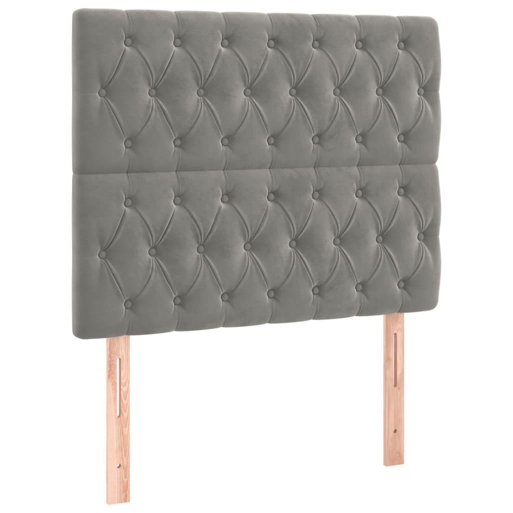 Box spring krevet s madracem svjetlosivi 90x190 cm baršunasti