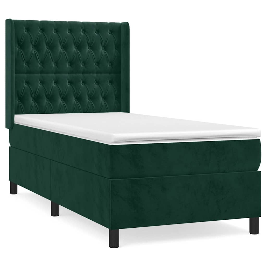 Box spring krevet s madracem tamnozeleni 100x200 cm baršunasti