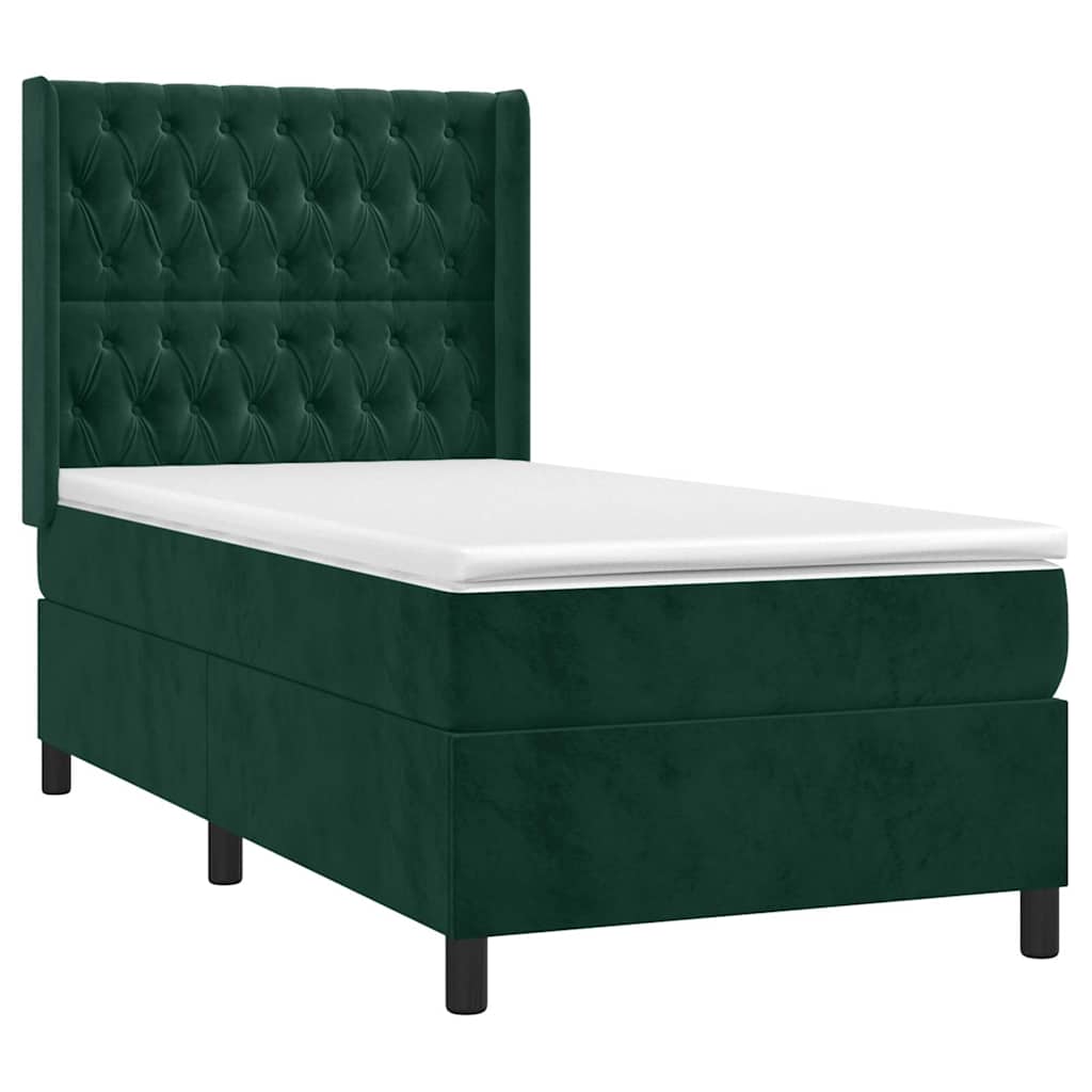 Box spring krevet s madracem tamnozeleni 100x200 cm baršunasti