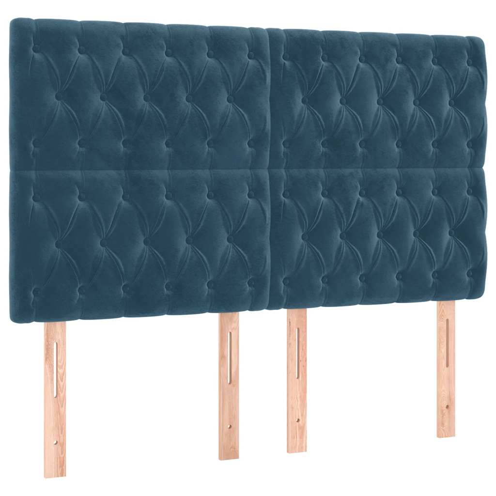Krevet s oprugama i madracem tamnoplavi 140x190 cm baršunasti