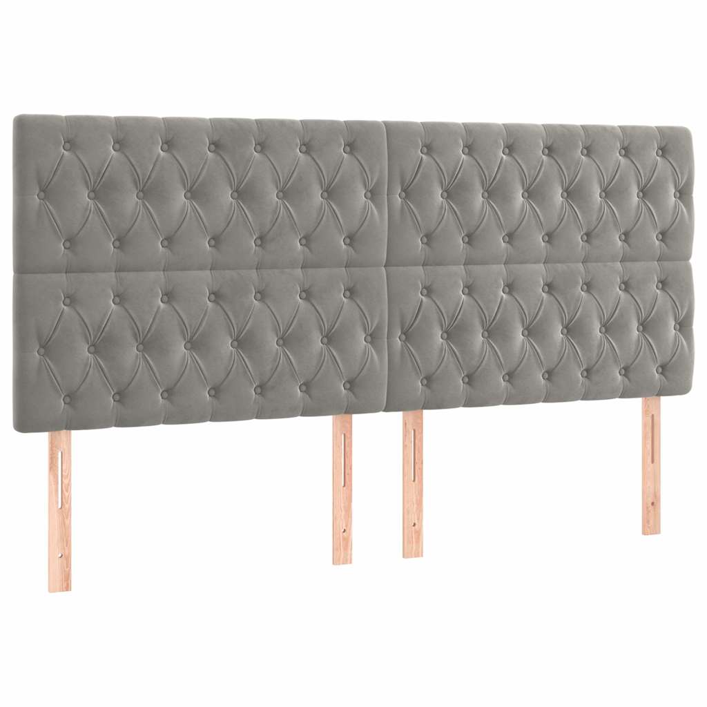 Krevet s oprugama i madracem svjetlosivi 200x200 cm baršunasti